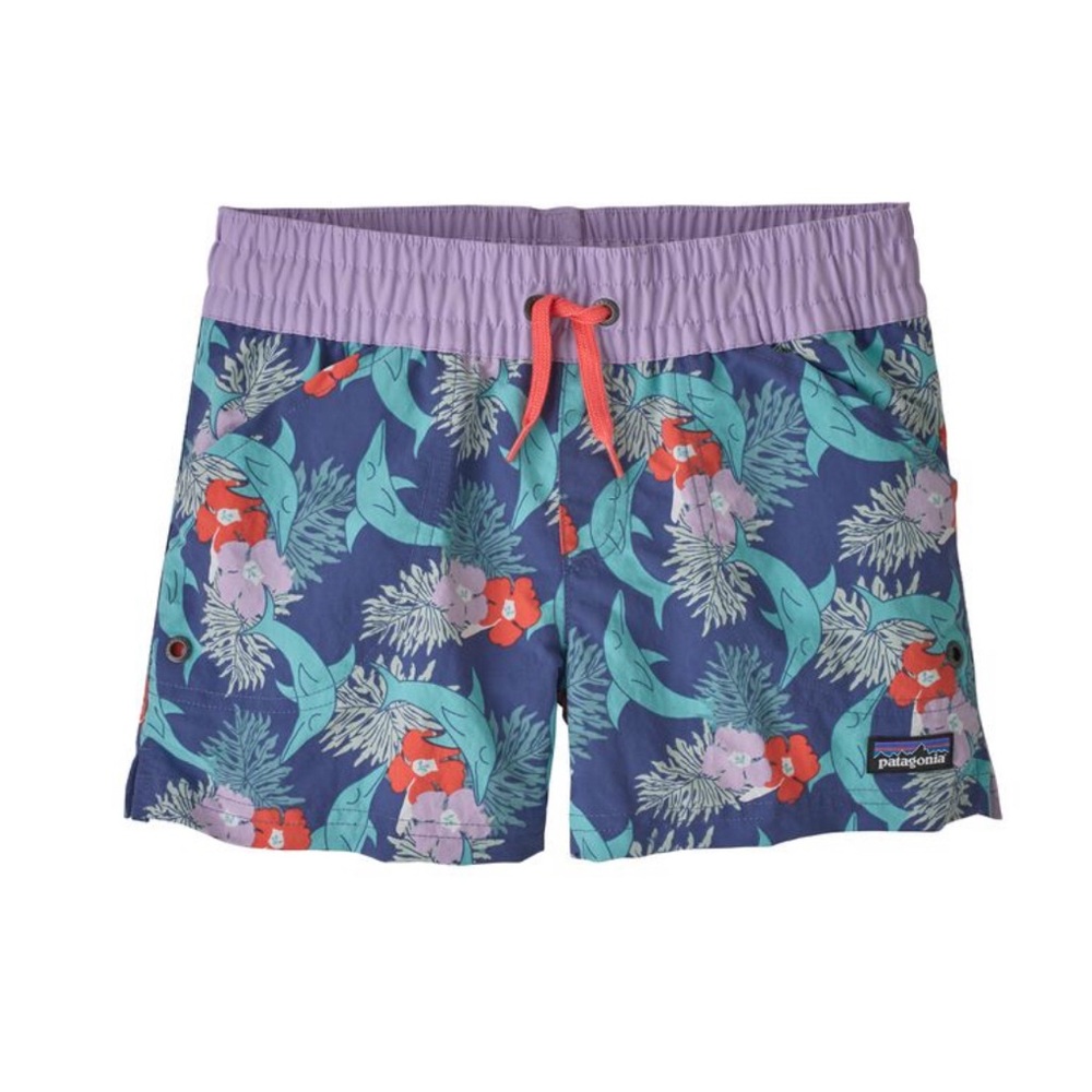 NWOT Patagonia Kids Swim Shorts - Blue and Purple Floral